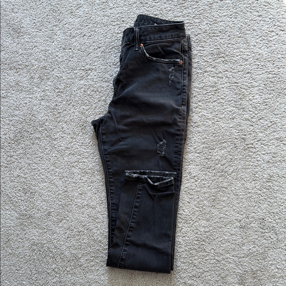 30x30 Skinny Black Distressed Jeans